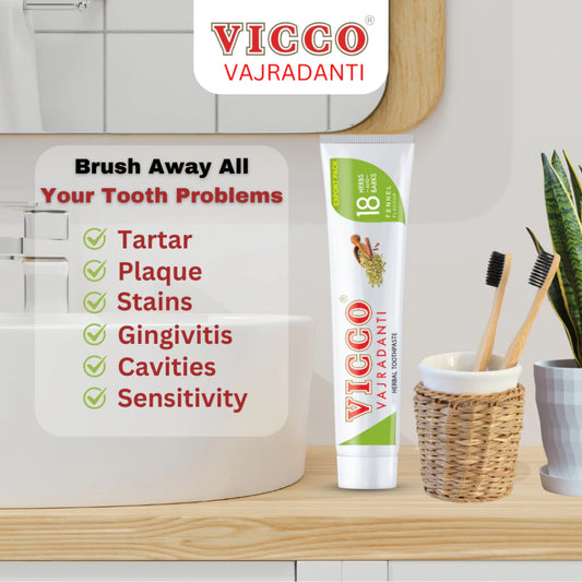 VICCO Herbal Toothpaste - Fennel Flavor | Natural Oral Care & Fresh Breath | 200g Tube